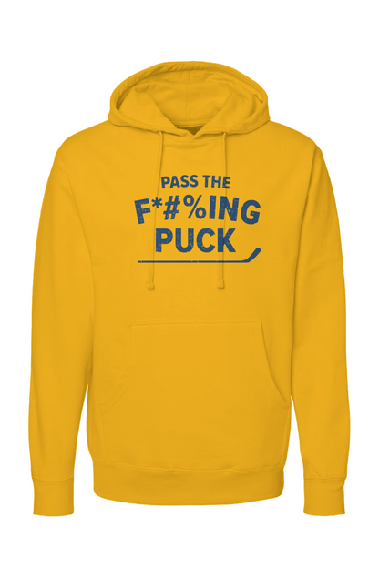 The Bench Boss Pass the F*#%ing Puck Hoodie Gold | Barn Garb Hockey Threads