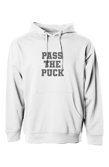 The Bench Boss Pass the Puck Hoodie White | Barn Garb Hockey Threads