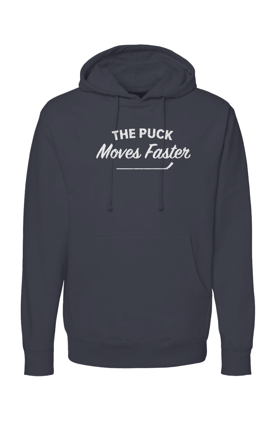 The Bench Boss Puck Moves Faster Hoodie Navy Blue | Barn Garb Hockey Threads
