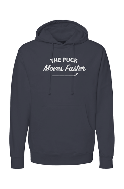 The Bench Boss Puck Moves Faster Hoodie Navy Blue | Barn Garb Hockey Threads