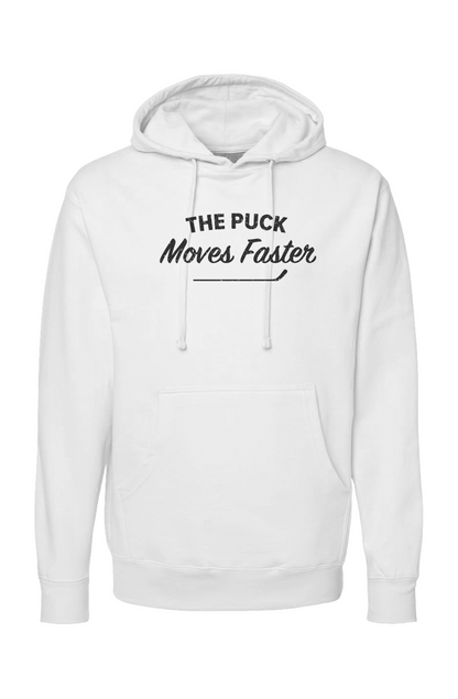 The Bench Boss Puck Moves Faster Hoodie White | Barn Garb Hockey Threads