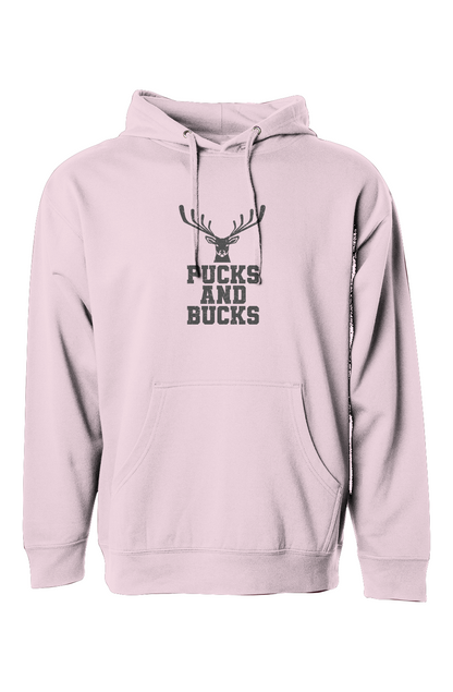 The Bench Boss Pucks And Bucks Stacked Hoodie Pink | Barn Garb Hockey Threads