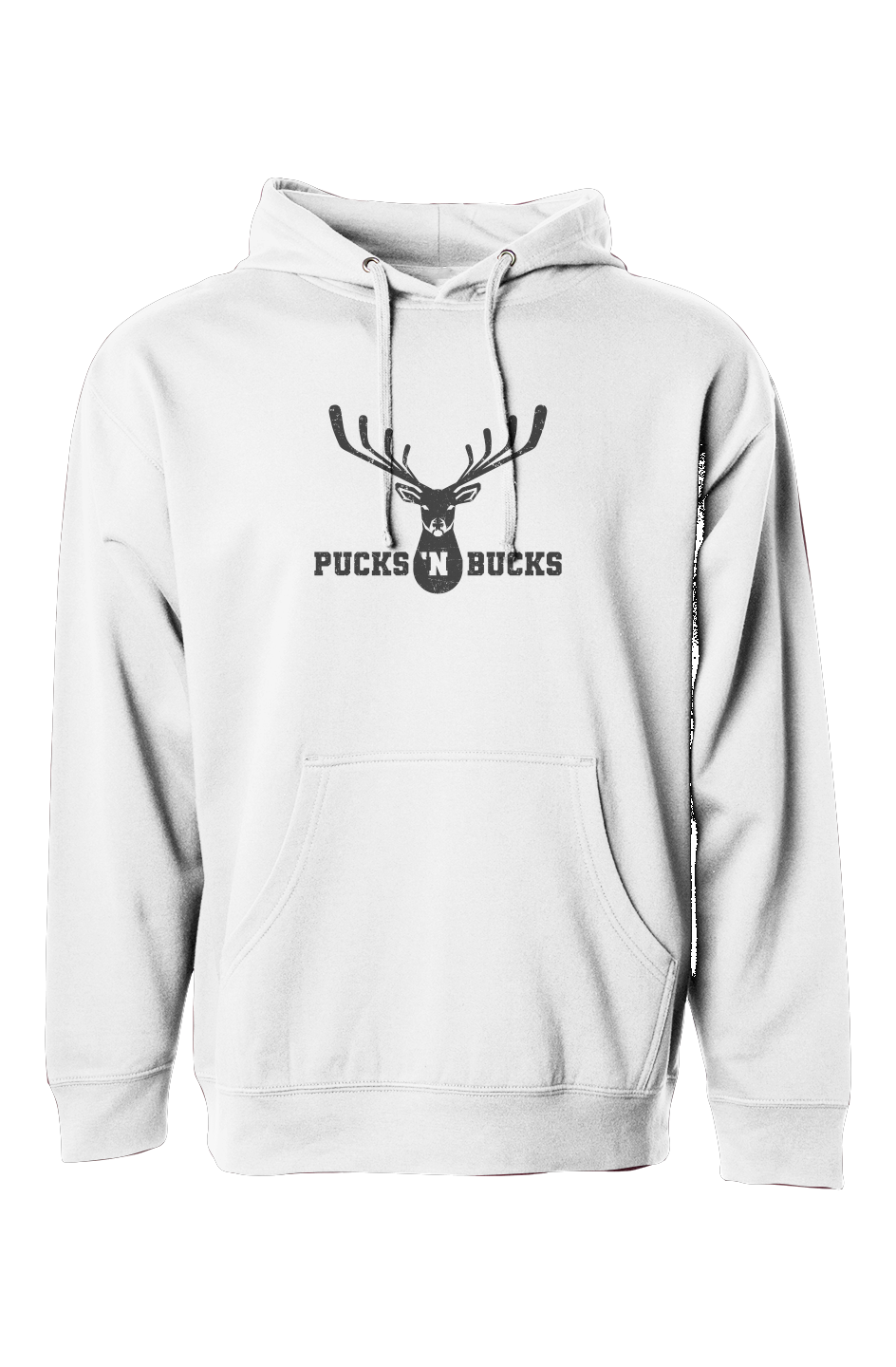 The Bench Boss Pucks N Bucks Crest Hoodie White | Barn Garb Hockey Threads