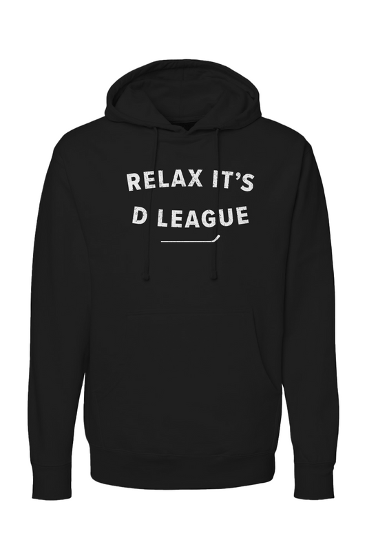 The Bench Boss Relax it's D League Hoodie Black | Barn Garb Hockey Threads