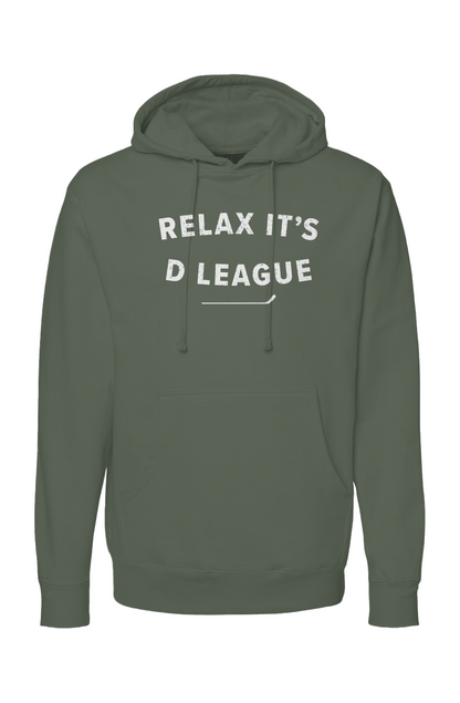 The Bench Boss Relax it's D League Hoodie Military Green | Barn Garb Hockey Threads
