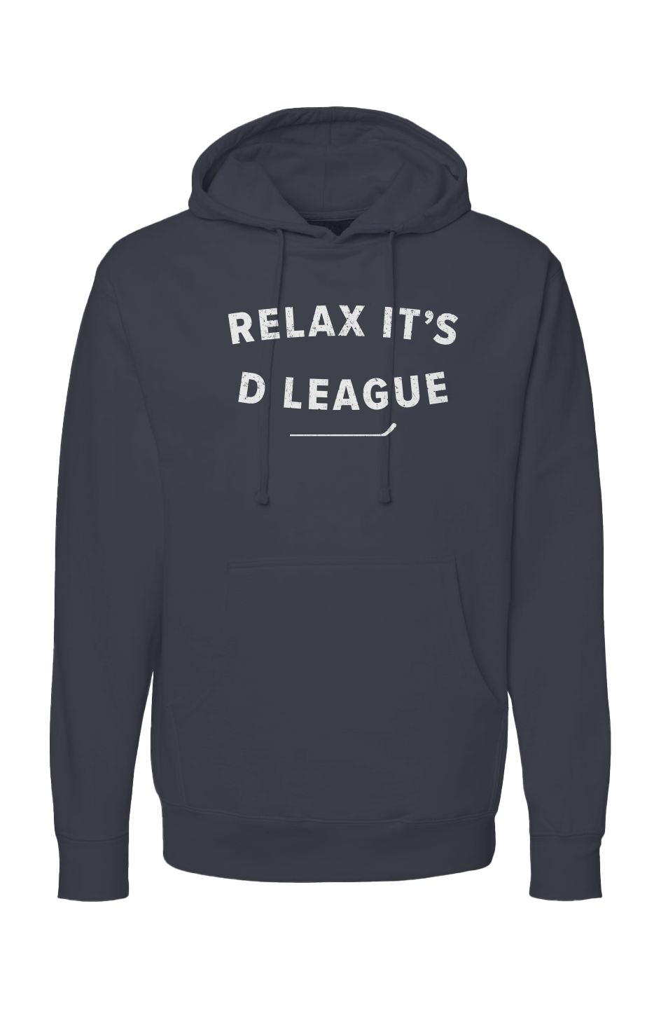 The Bench Boss Relax it's D League Hoodie Navy Blue | Barn Garb Hockey Threads