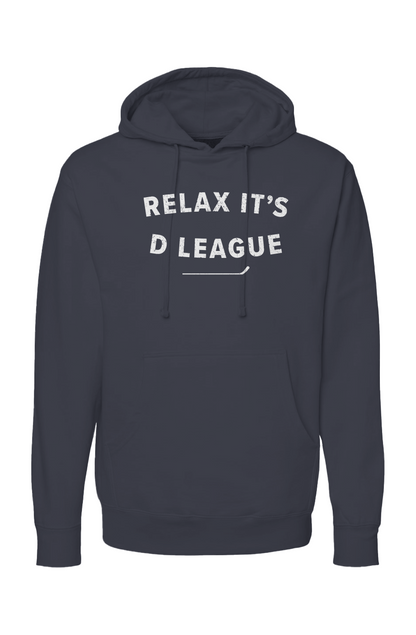 The Bench Boss Relax it's D League Hoodie Navy Blue | Barn Garb Hockey Threads