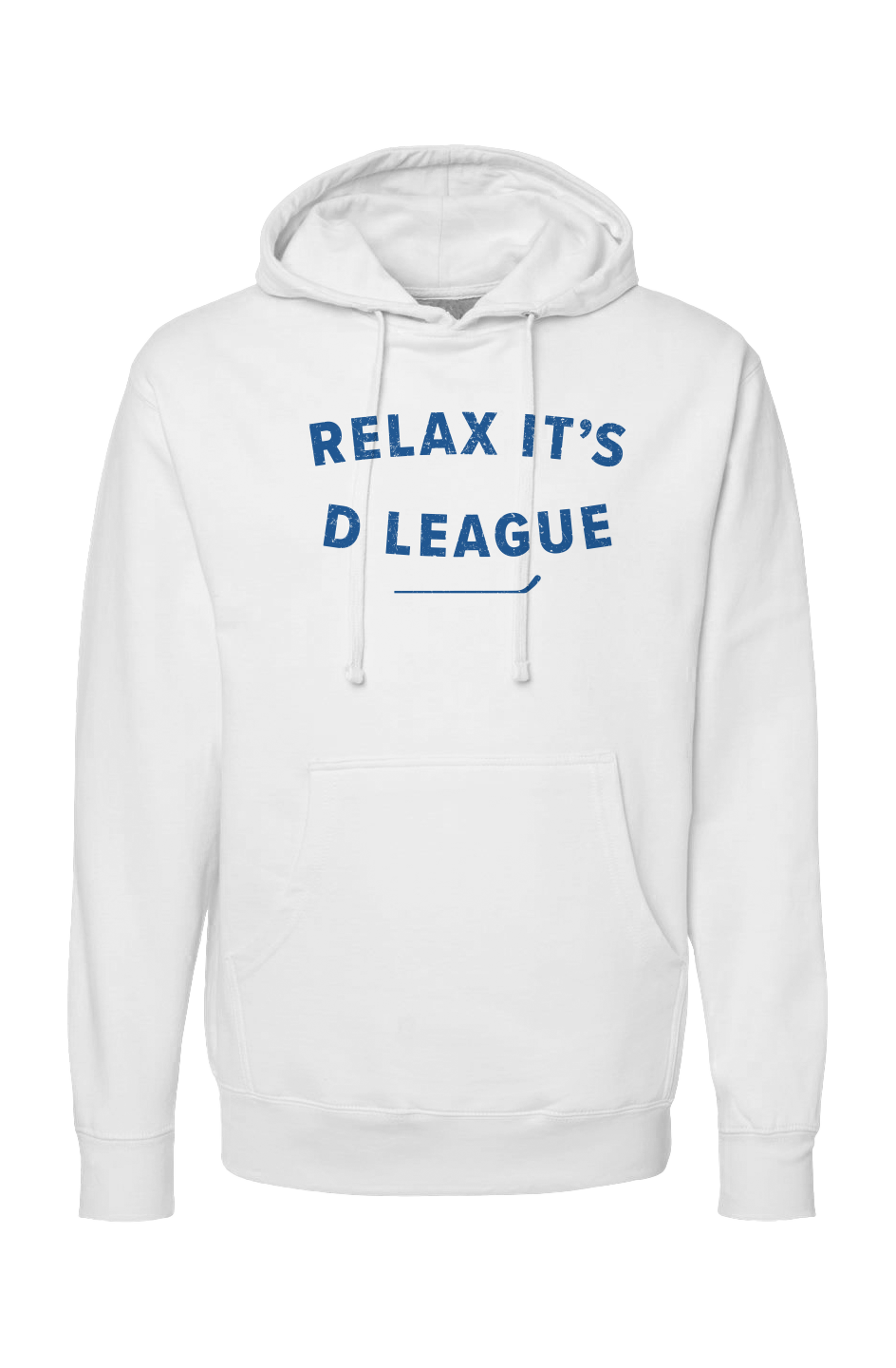 The Bench Boss Relax it's D League Hoodie White | Barn Garb Hockey Threads
