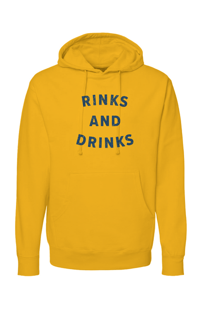 The Bench Boss Rinks and Drinks Hoodie Gold | Barn Garb Hockey Threads