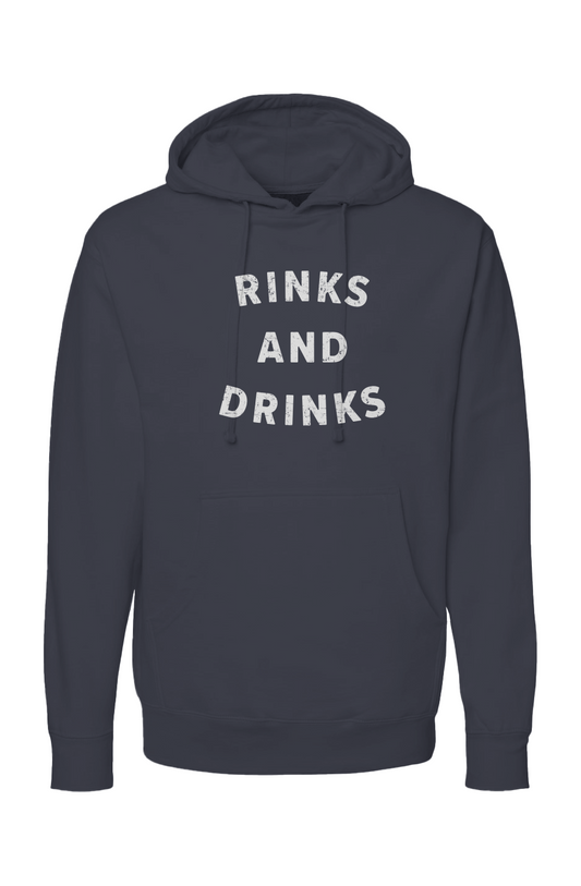 The Bench Boss Rinks and Drinks Hoodie Navy Blue | Barn Garb Hockey Threads