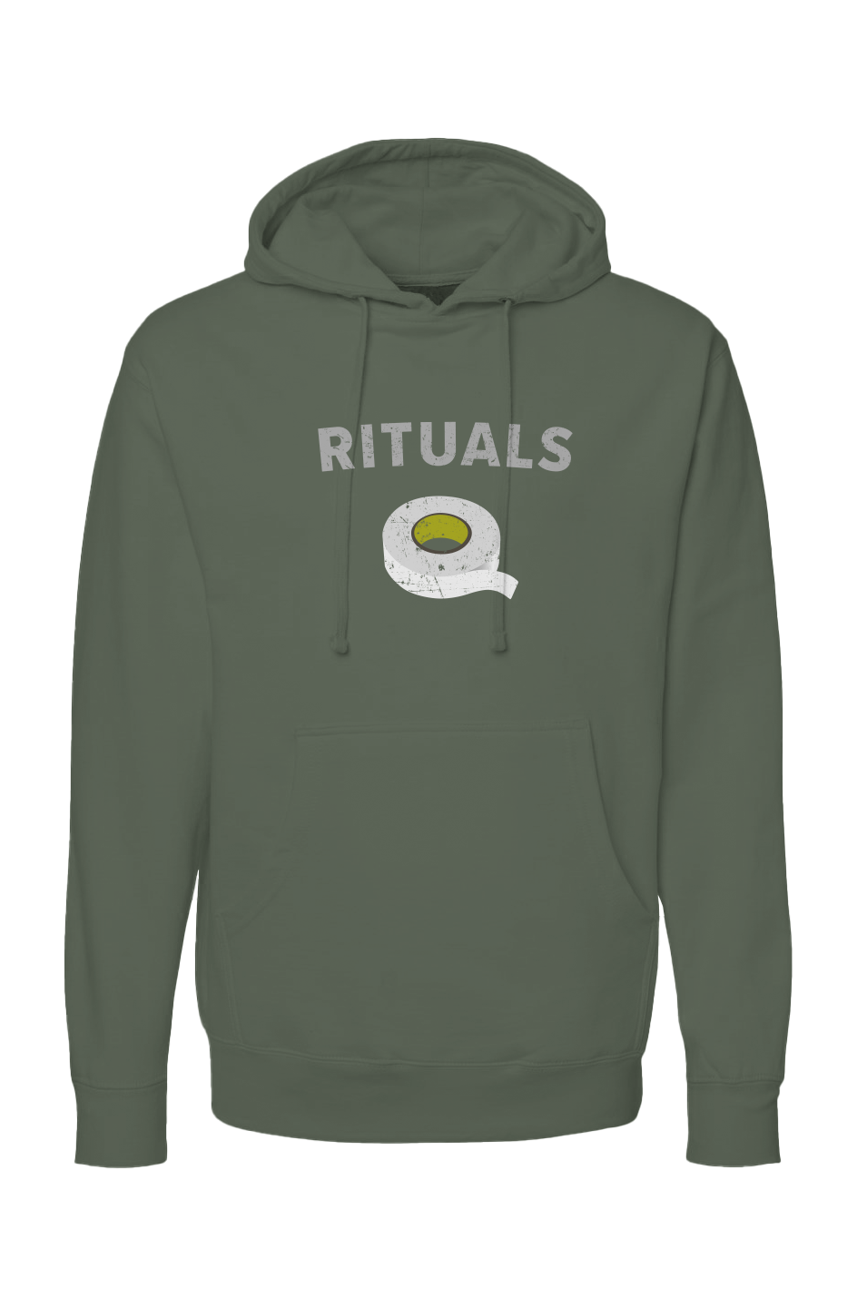 The Bench Boss Rituals White Tape Hoodie Military Green | Barn Garb Hockey Threads