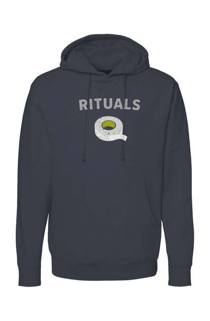 The Bench Boss Rituals White Tape Hoodie Navy Blue | Barn Garb Hockey Threads