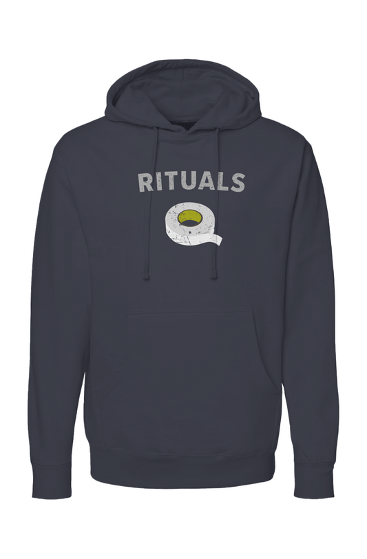 The Bench Boss Rituals White Tape Hoodie Navy Blue | Barn Garb Hockey Threads