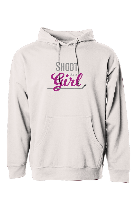 The Bench Boss Shoot Like a Girl Hoodie Bone | Barn Garb Hockey Threads