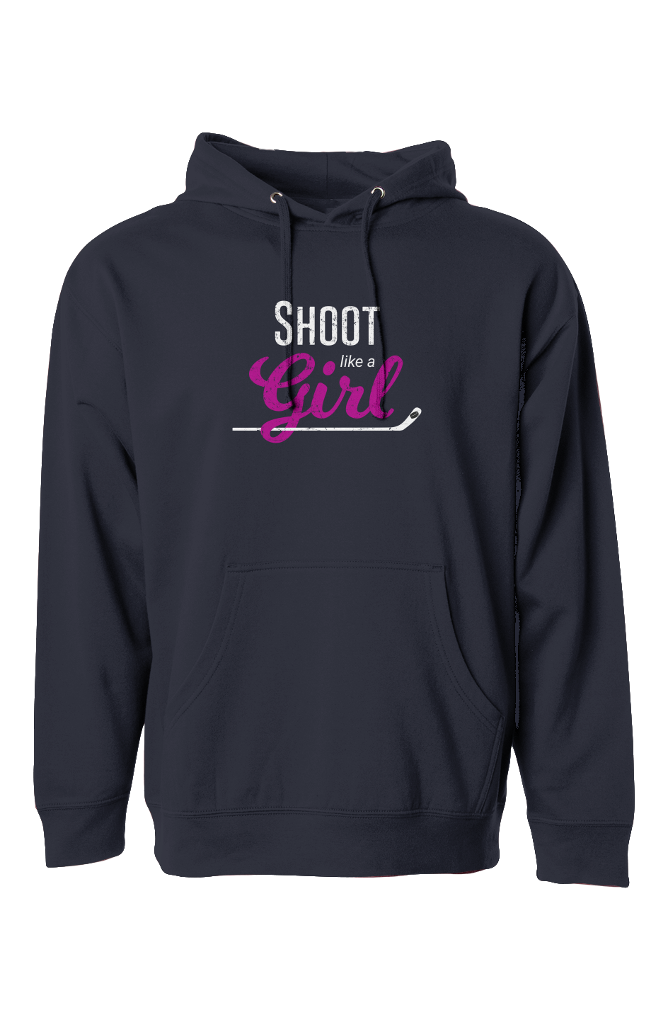 The Bench Boss Shoot Like a Girl Hoodie Navy Blue | Barn Garb Hockey Threads