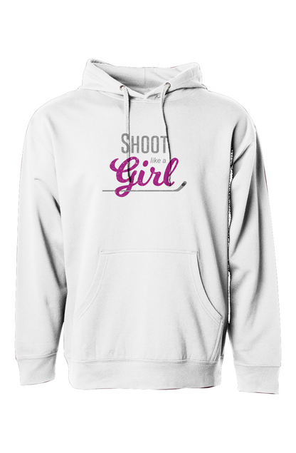 The Bench Boss Shoot Like a Girl Hoodie White | Barn Garb Hockey Threads