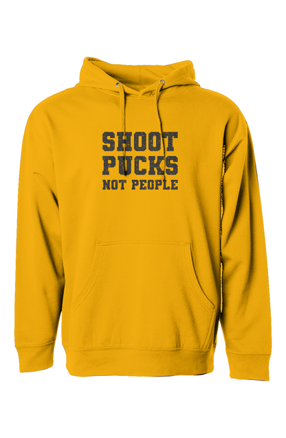 The Bench Boss Shoot Pucks Not People Hoodie Gold | Barn Garb Hockey Threads
