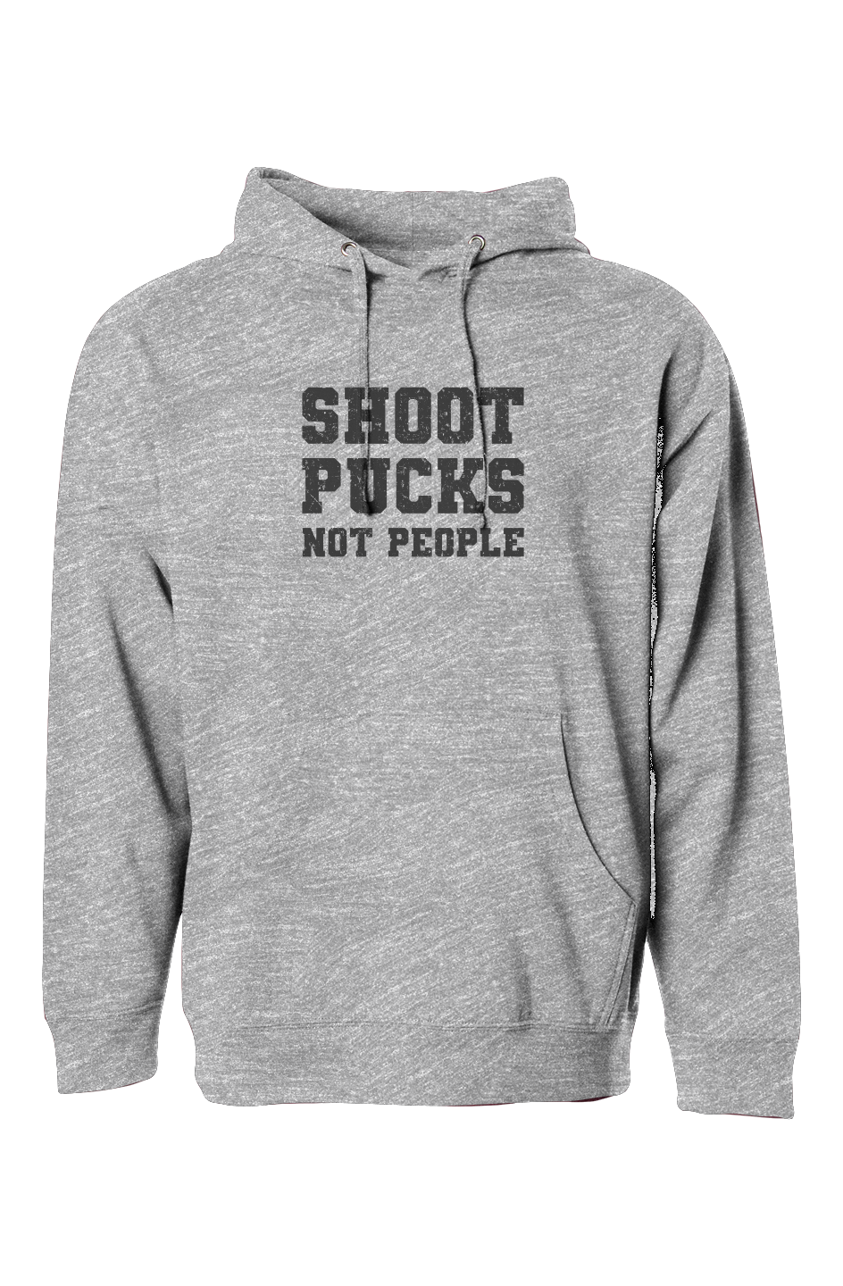 The Bench Boss Shoot Pucks Not People Hoodie Heather Grey | Barn Garb Hockey Threads