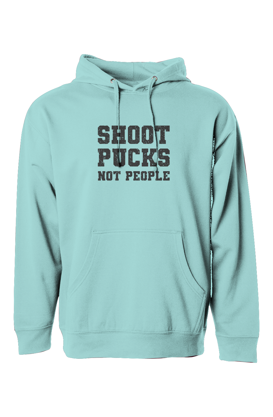 The Bench Boss Shoot Pucks Not People Hoodie Light Blue | Barn Garb Hockey Threads