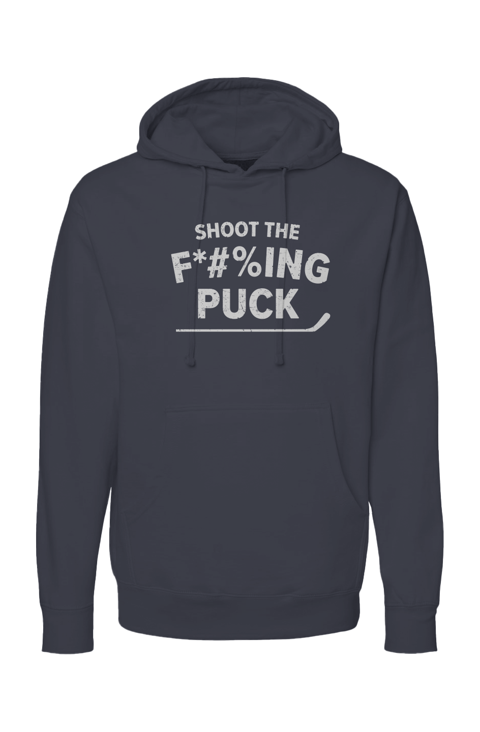 The Bench Boss Shoot the *$%ING Puck Hoodie Navy Blue | Barn Garb Hockey Threads