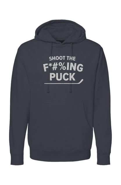 The Bench Boss Shoot the *$%ING Puck Hoodie Navy Blue | Barn Garb Hockey Threads