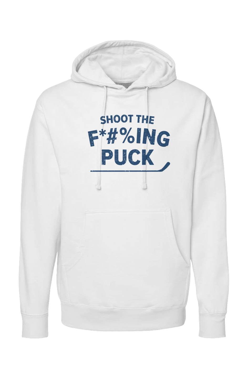 The Bench Boss Shoot the *$%ING Puck Hoodie White | Barn Garb Hockey Threads
