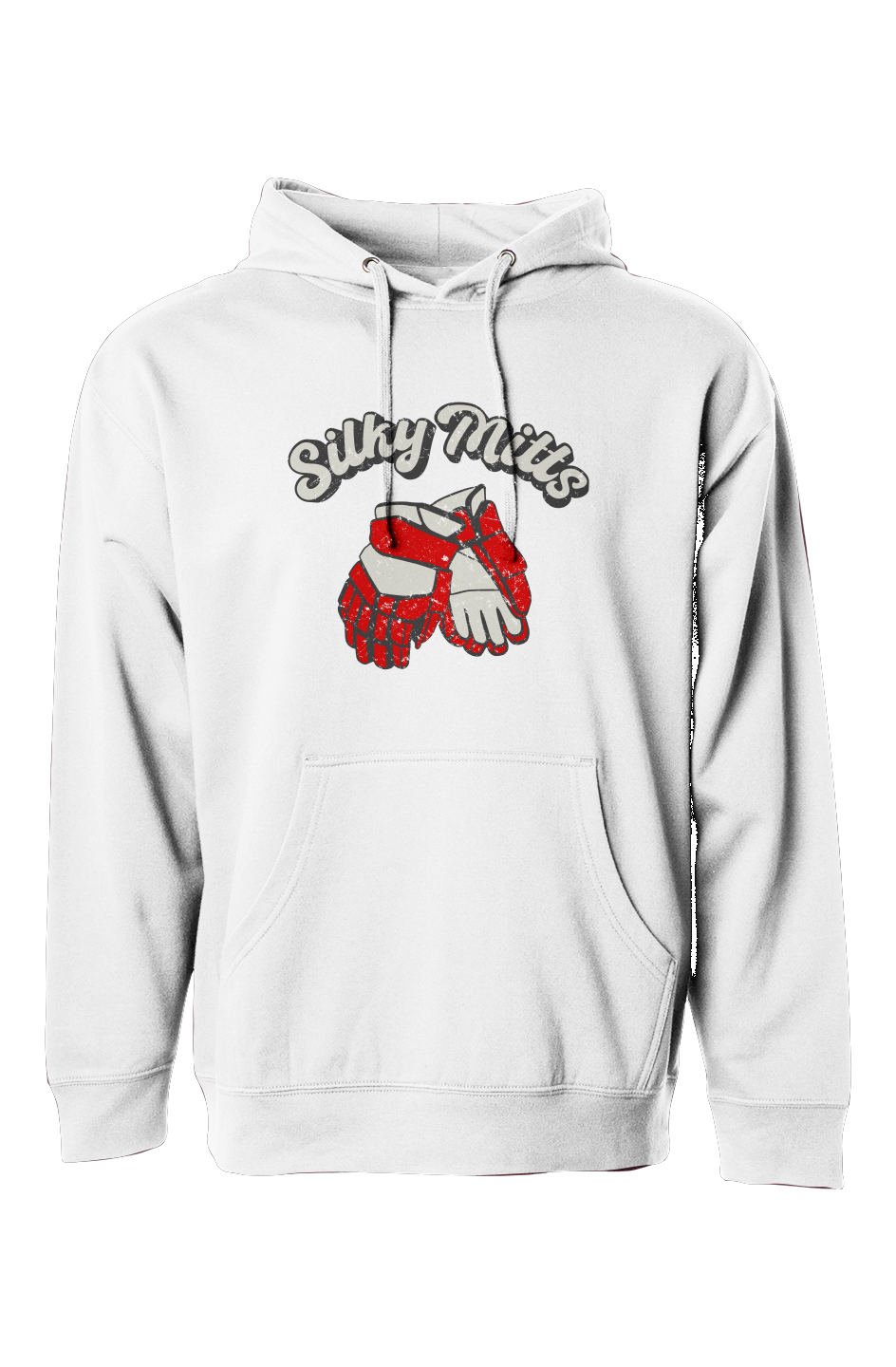 The Bench Boss Silky Mitts Hoodie White | Barn Garb Hockey Threads
