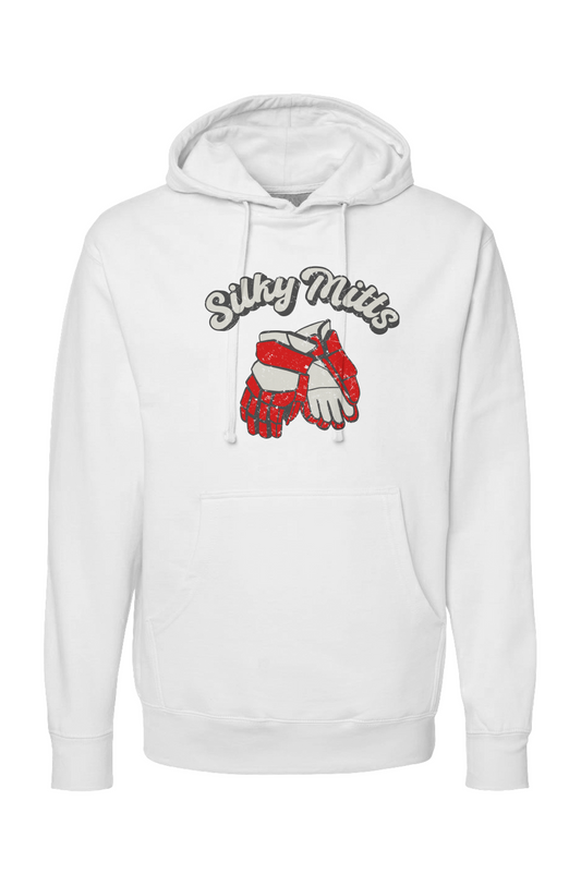 The Bench Boss Silky Mitts Hoodie White | Barn Garb Hockey Threads