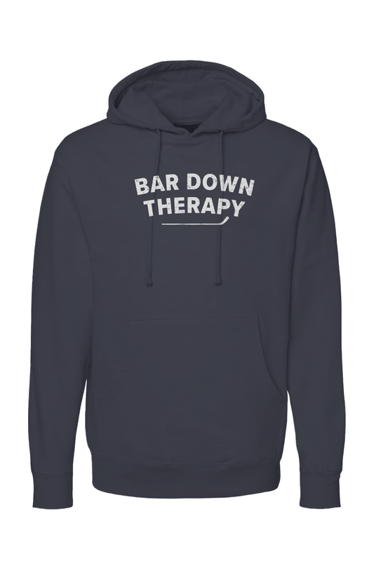 The Bench Boss Therapy Hoodie 
Navy Blue | Barn Garb Hockey Threads