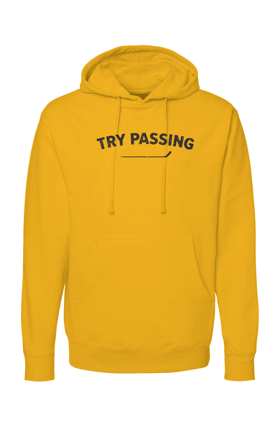 The Bench Boss Try Passing Hoodie Gold | Barn Garb Hockey Threads
