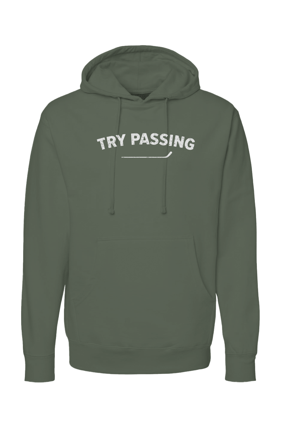 The Bench Boss Try Passing Hoodie Green | Barn Garb Hockey Threads