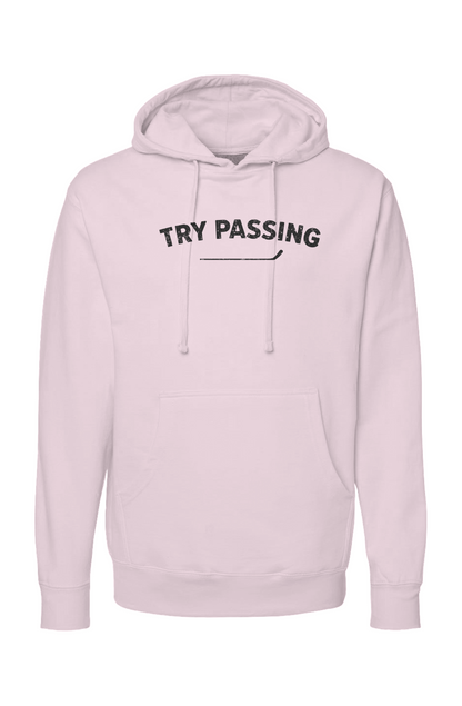 The Bench Boss Try Passing Hoodie Pink | Barn Garb Hockey Threads