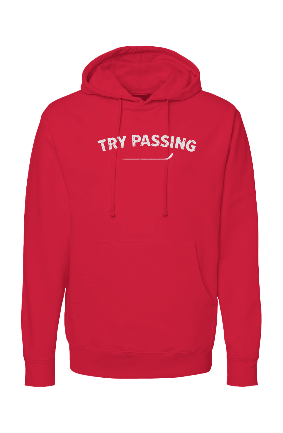 The Bench Boss Try Passing Hoodie Red | Barn Garb Hockey Threads