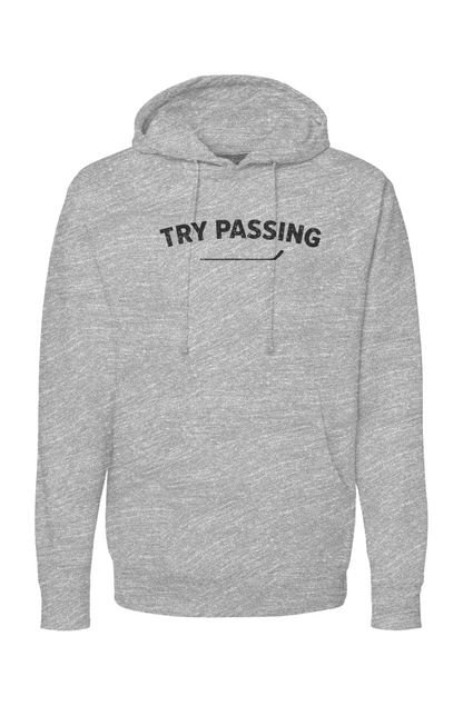 The Bench Boss Try Passing Hoodie Try Harder | Barn Garb Hockey Threads