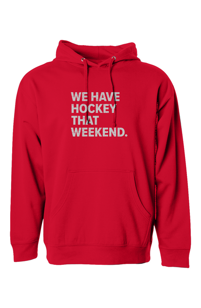 The Bench Boss We Have Hockey That Weekend Hoodie Red | Barn Garb Hockey Threads