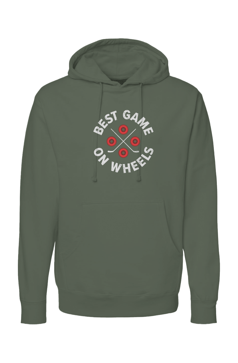The Bench Boss Wheels and Sticks Hoodie Military Green | Barn Garb Hockey Threads