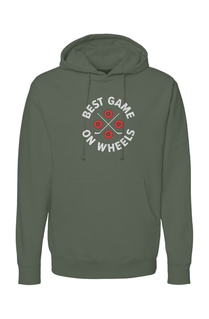The Bench Boss Wheels and Sticks Hoodie Military Green | Barn Garb Hockey Threads