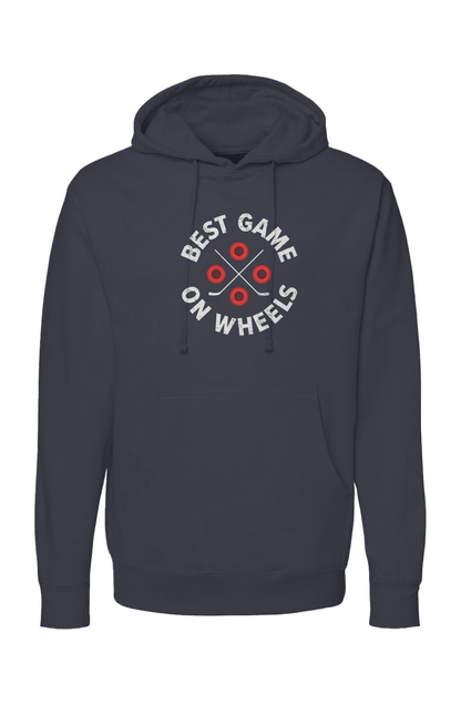 The Bench Boss Wheels and Sticks Hoodie Navy Blue | Barn Garb Hockey Threads