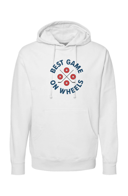 The Bench Boss Wheels and Sticks Hoodie White | Barn Garb Hockey Threads