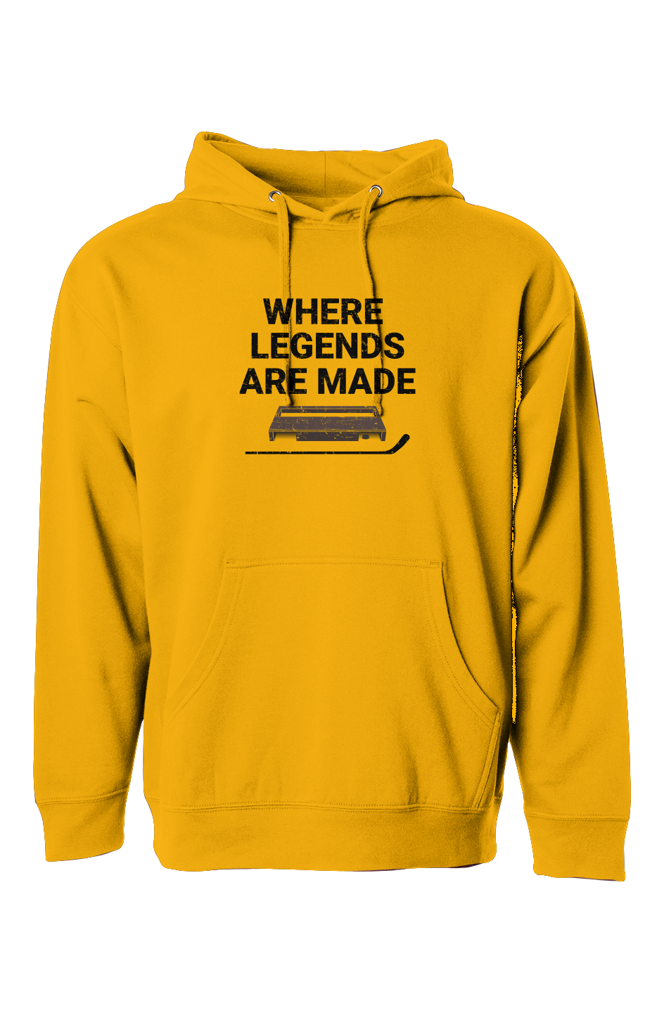 The Bench Boss Where Legends Are Made Hoodie Gold | Barn Garb Hockey Threads