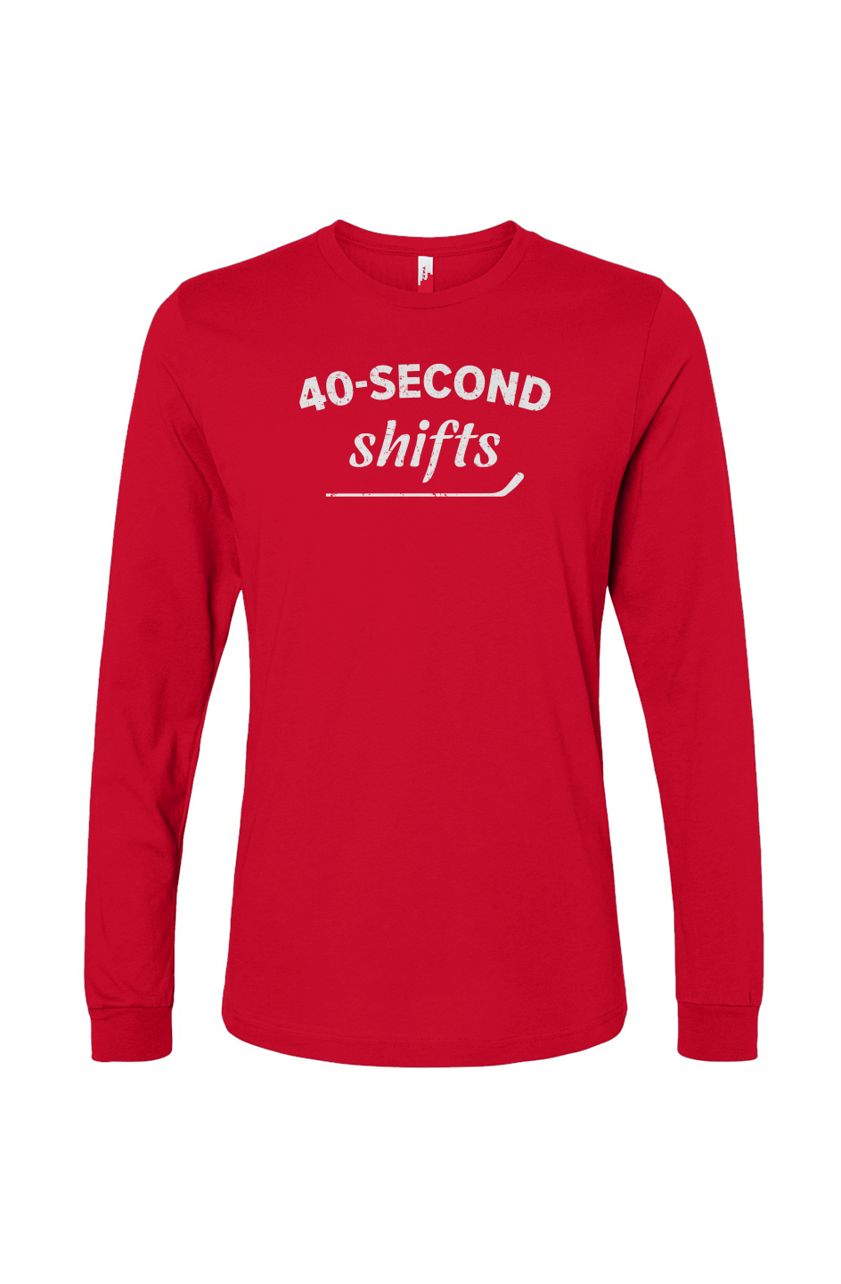 The Benchwarmer 40-Second Shifts Long Sleeve Red | Barn Garb Hockey Threads