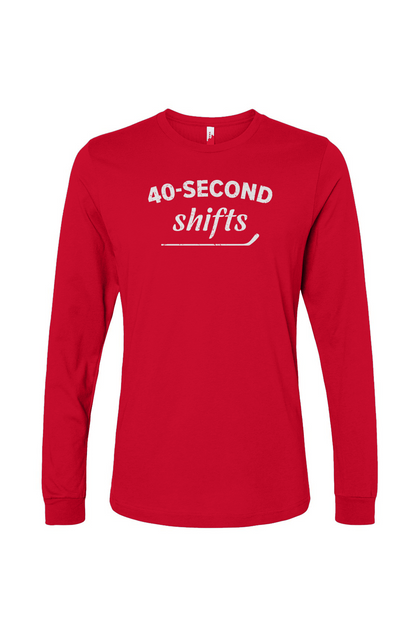 The Benchwarmer 40-Second Shifts Long Sleeve Red | Barn Garb Hockey Threads