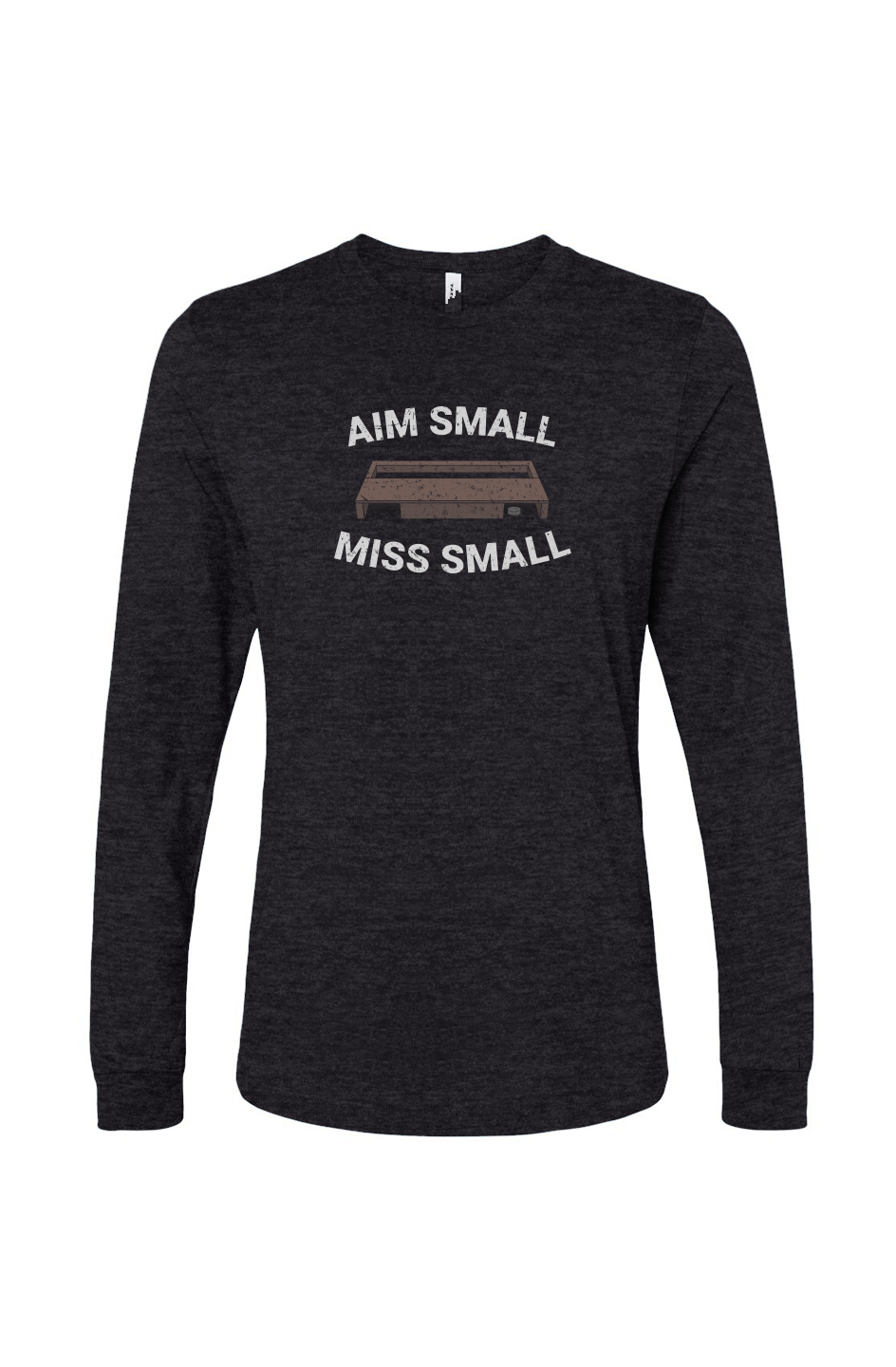 The Benchwarmer Aim Small Miss Small Long Sleeve Charcoal | Barn Garb Hockey Threads