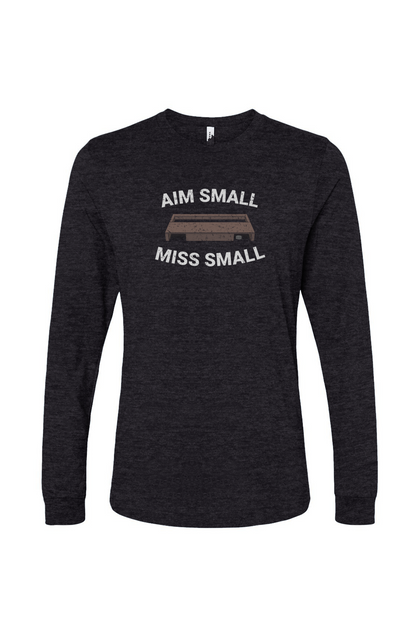 The Benchwarmer Aim Small Miss Small Long Sleeve Charcoal | Barn Garb Hockey Threads