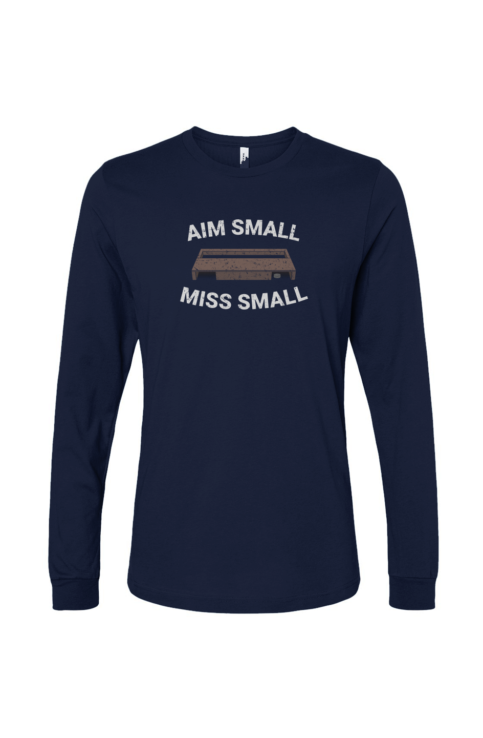 The Benchwarmer Aim Small Miss Small Long Sleeve Navy Blue | Barn Garb Hockey Threads