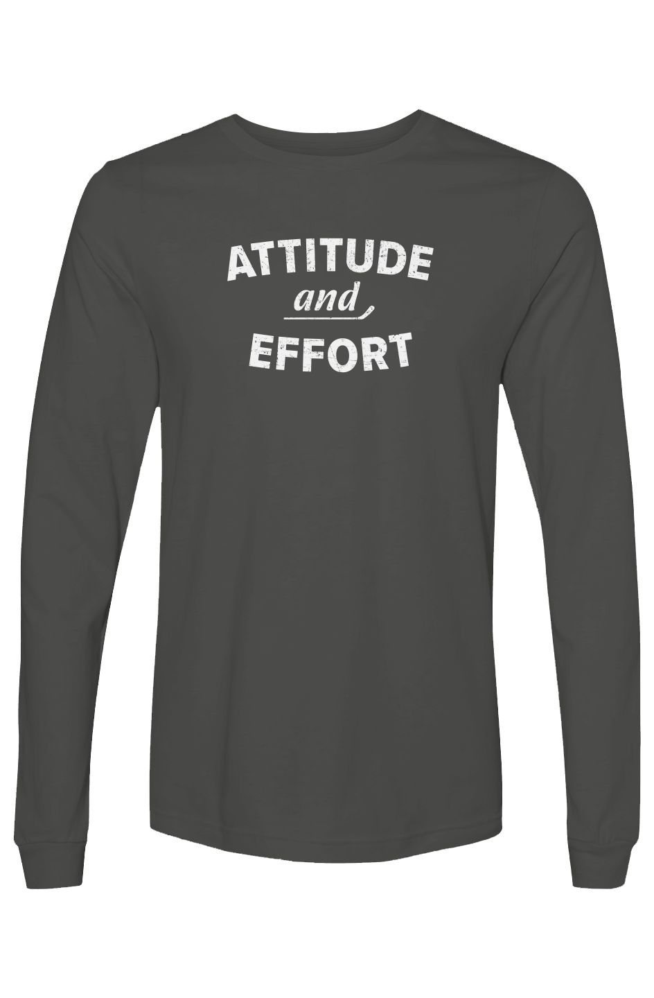 The Benchwarmer Attitude and Effort Long Sleeve Charcoal | Barn Garb Hockey Threads