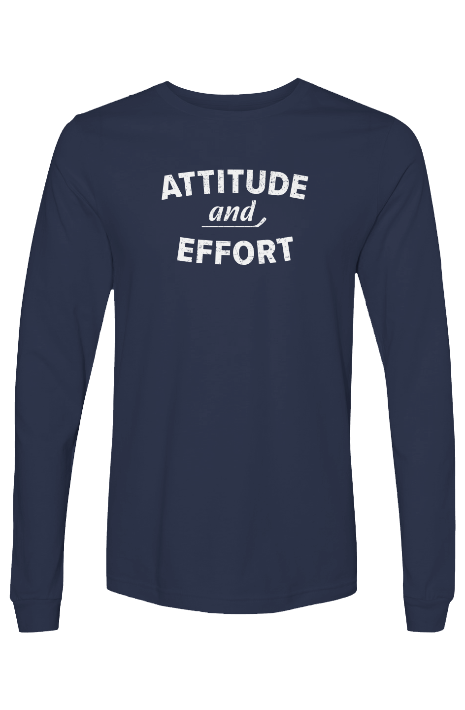 The Benchwarmer Attitude and Effort Long Sleeve Navy Blue | Barn Garb Hockey Threads