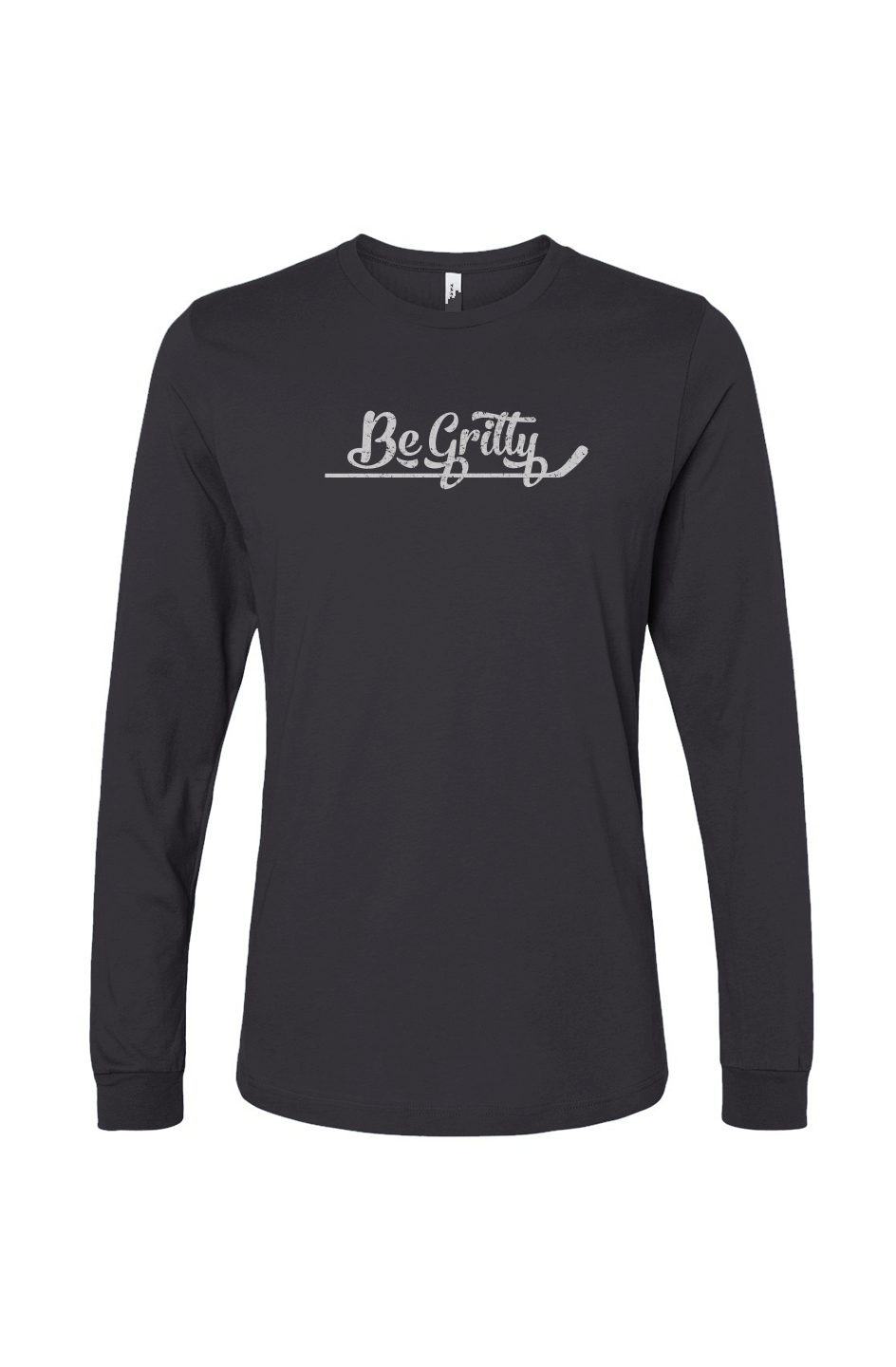 The Benchwarmer Be Gritty Long Sleeve Charcoal | Barn Garb Hockey Threads
