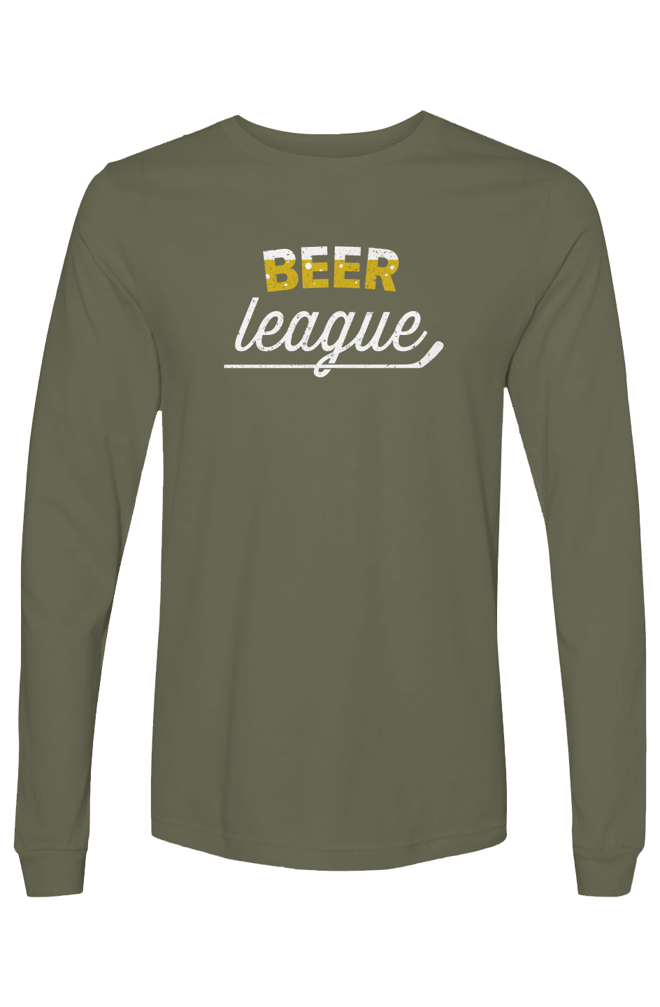 The Benchwarmer Beer League Long Sleeve Military Green | Barn Garb Hockey
