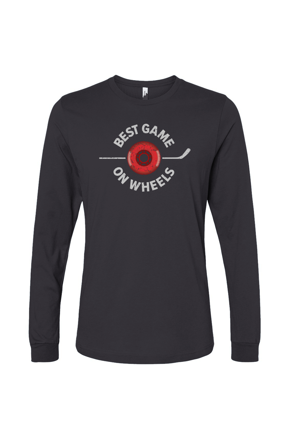 The Benchwarmer Best Game On Wheels Long Sleeve Charcoal | Barn Garb Hockey Threads